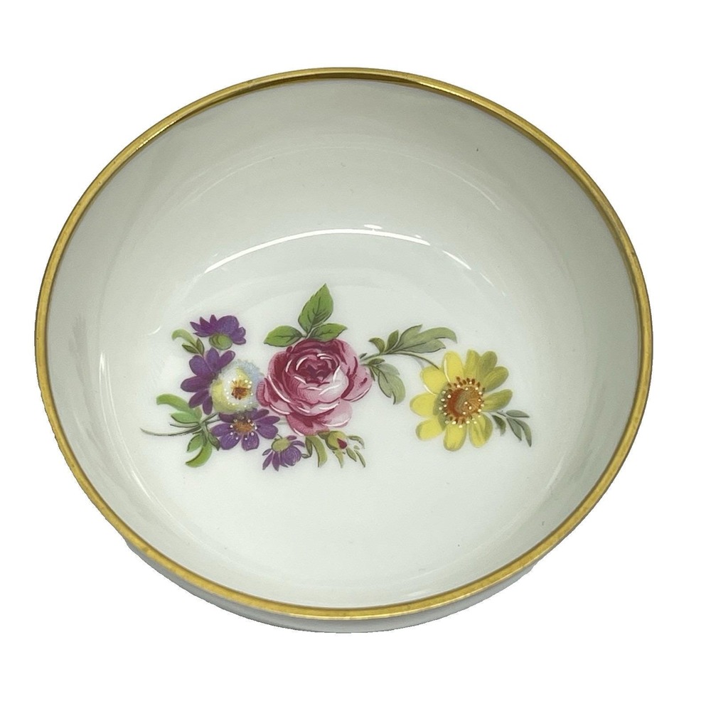 AK Kaiser W Germany Small 3.35" Trinket Fruit Bowl Floral Design‎ Discontinued